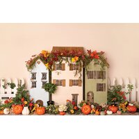 fundal foto de toamna cu casute si dovleci