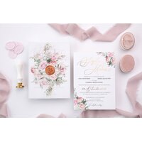 invitatie moderna cu trandafiri si scris auriu invitatie moderna cu trandafiri si scris auriu