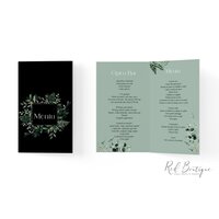 meniu de nunta cu verde si negru in stil modern