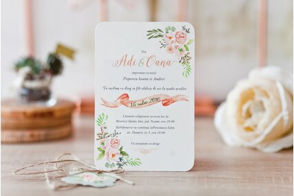 invitatie cu trandafiri verdeata vintage