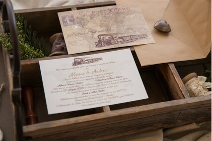 invitatie de nunta cu tema travel cu tren si locomotiva