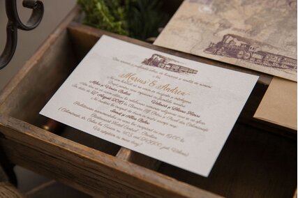 invitatie de nunta cu tema travel cu tren si locomotiva