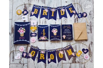 ghirlanda personalizata cu numele mirilor si data nuntii