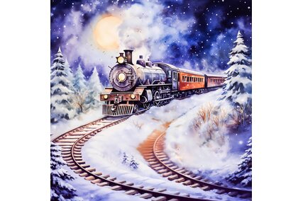 fundal foto cu trenul express polar si fum pentru sedinte foto de Craciun