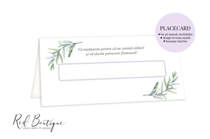 placecard  vintage cu lavanda si cu nume invitati