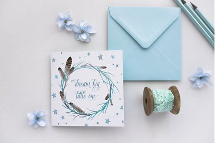 invitatie de botez pentru baieti cu albastru