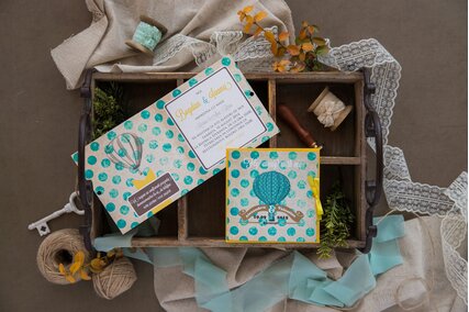 invitatie de nunta cu tema calatorii cu balon cu aer cald