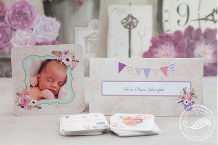 placecard botez cu buzunar pentru bani si nume invitati