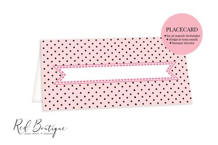 plic pentru bani de botez fetita cu roz si buline cu spatiu pentru nume invitat