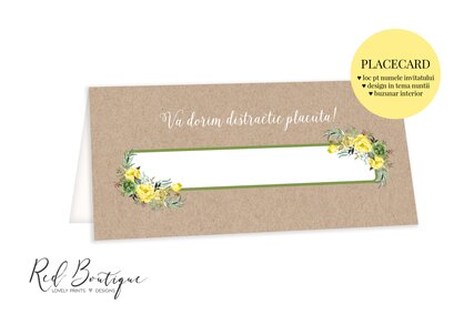 plic pentru bani de nunta cu carton kraft si flori galbene