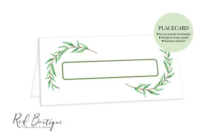 plic pentru bani si loc pentru nume invitat cu alb si frunze verzi