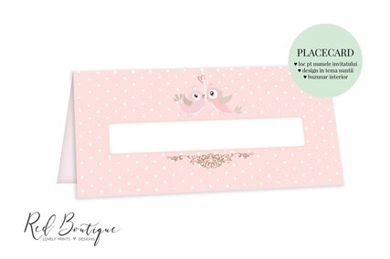 plic pentru dar nunta cu roz si pasari