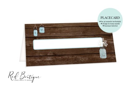 placecard cu textura de lemn si loc pentru bani si nume