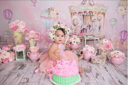 fundal foto cu carusel roz