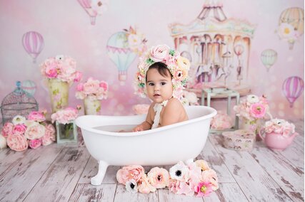 fundal foto cu carusel roz