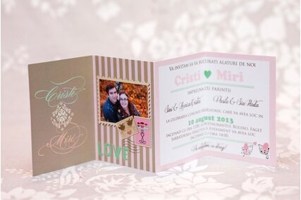 invitatie cu poza legata cu fundita