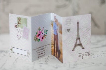 invitatie personalizata cu poza mirilor si paris