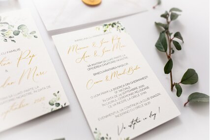 invitatie eleganta greenery