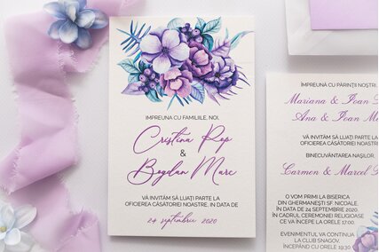 invitatie de nunta vintage cu flori
