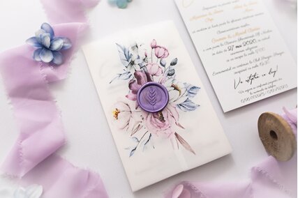 invitatie eleganta pe foaie de calc