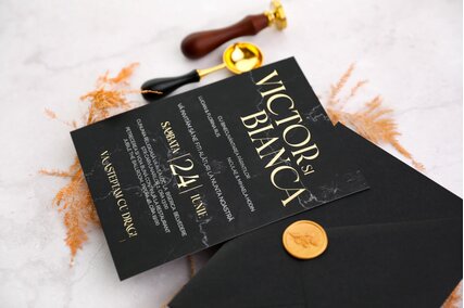 invitatie neagra marble