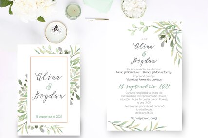 invitatie de nunta greenery