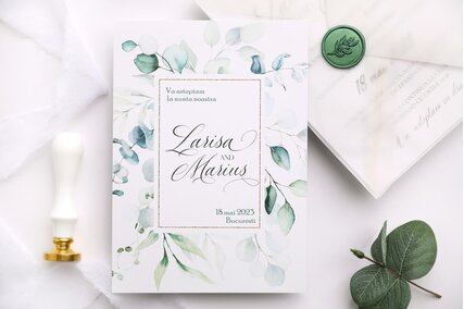 invitatie cu eucalipt