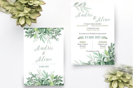 invitatie de nunta greenery