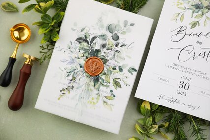 invitatie de nunta moderna greenery