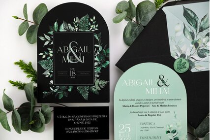 invitatii greenery arcuite