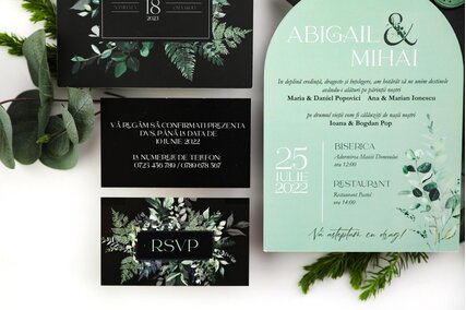 invitatie de nunta moderna greenery