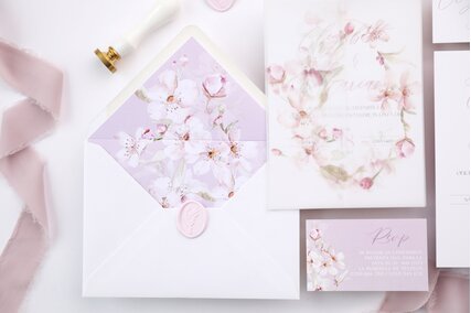 invitatie cu plic si liner floral