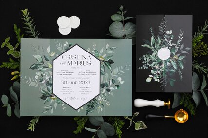 invitatie greenery verde