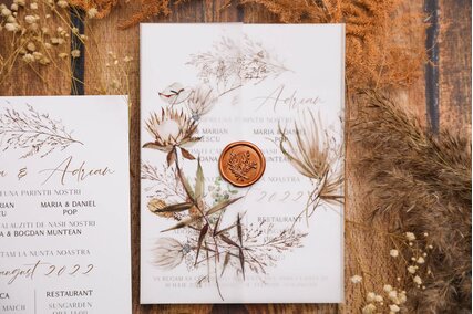 invitatie cu vellum si sigiliu de ceara