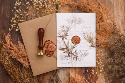 invitatie moderna cu elemente boho