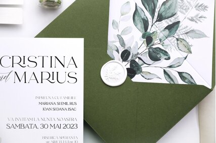 plic verde manual cu liner si sigiliu de ceara