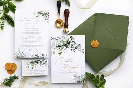 invitatie de nunta cu verde
