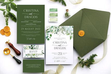 invitatii nunta cu verde