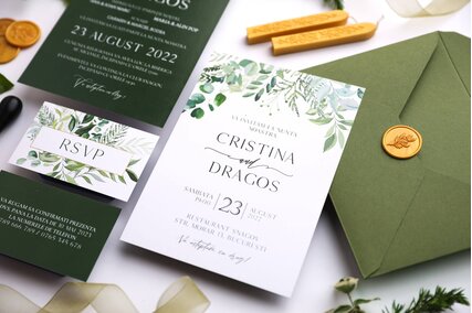 invitatii greenery cu frunze