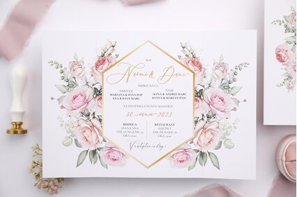 invitatie nunta cu trandafiri