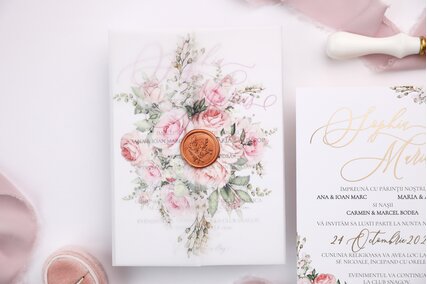 invitatii nunta cu trandafiri