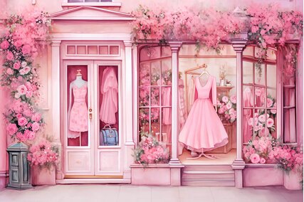fundaluri foto pentru sedinte cu tema barbie cu baloane si magazin roz