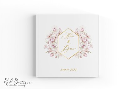 guestbook pentru nunta cu flori roz de cires