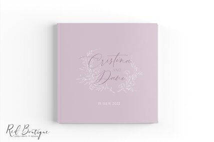 guestbook pentru nunta roz prafuit cu design minimalist