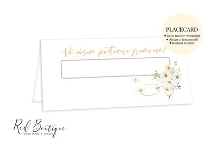 placecard cu flori de camp pentru nunti in aer liber