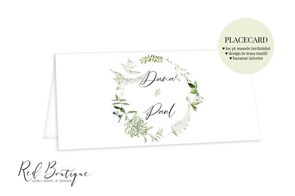 placecard cu tema greenery