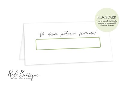 placecard pentru nunti cu verdeata