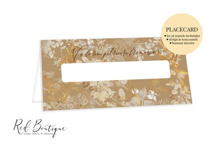 placecard cu frunze maro pentru evenimente din anotimpul toamna