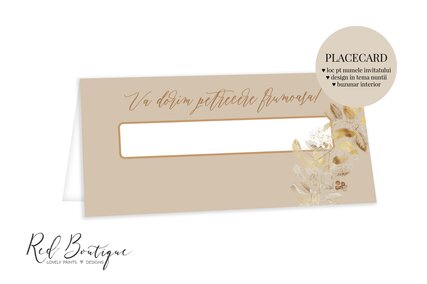 placecard cu frunze maro pentru eveniment de toamna