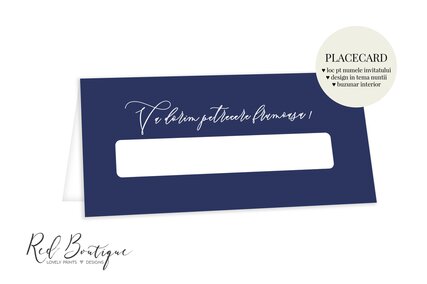 placecard cu buzunar albastru inchis